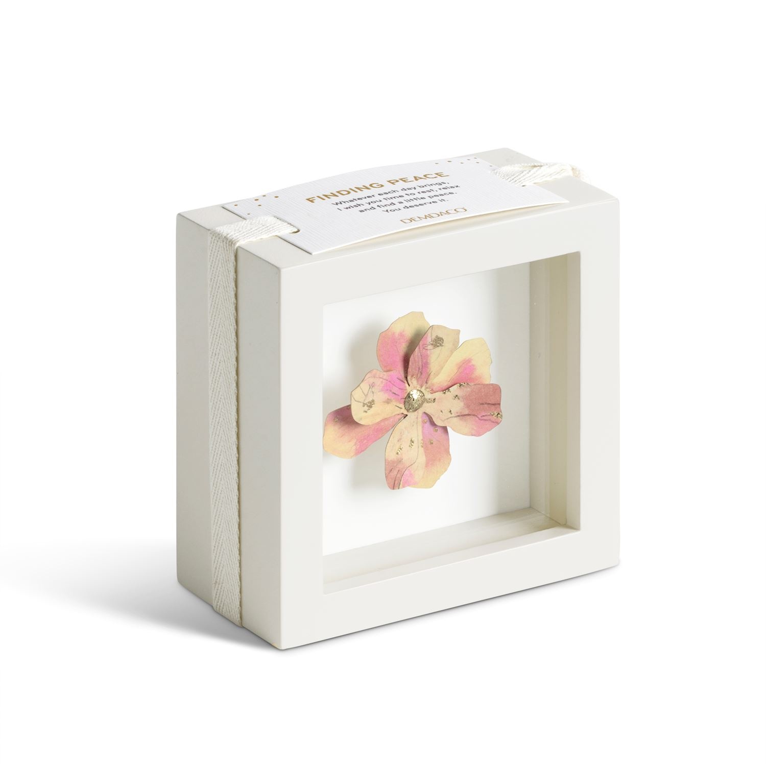 Demdaco Gentle Spirit Pink Flower Shadow Box - 4in