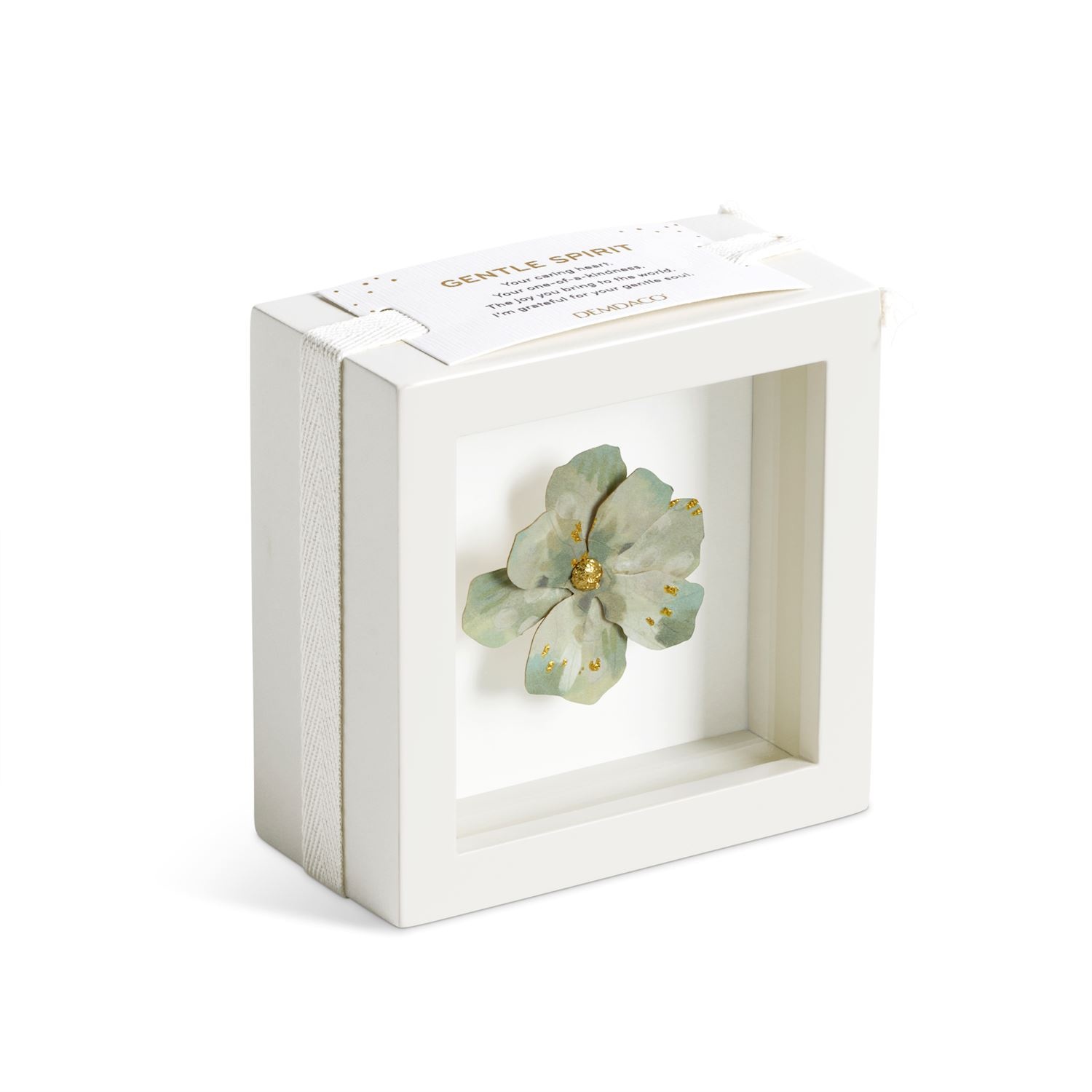 Demdaco Peace Light Green Flower Shadow Box - 4in