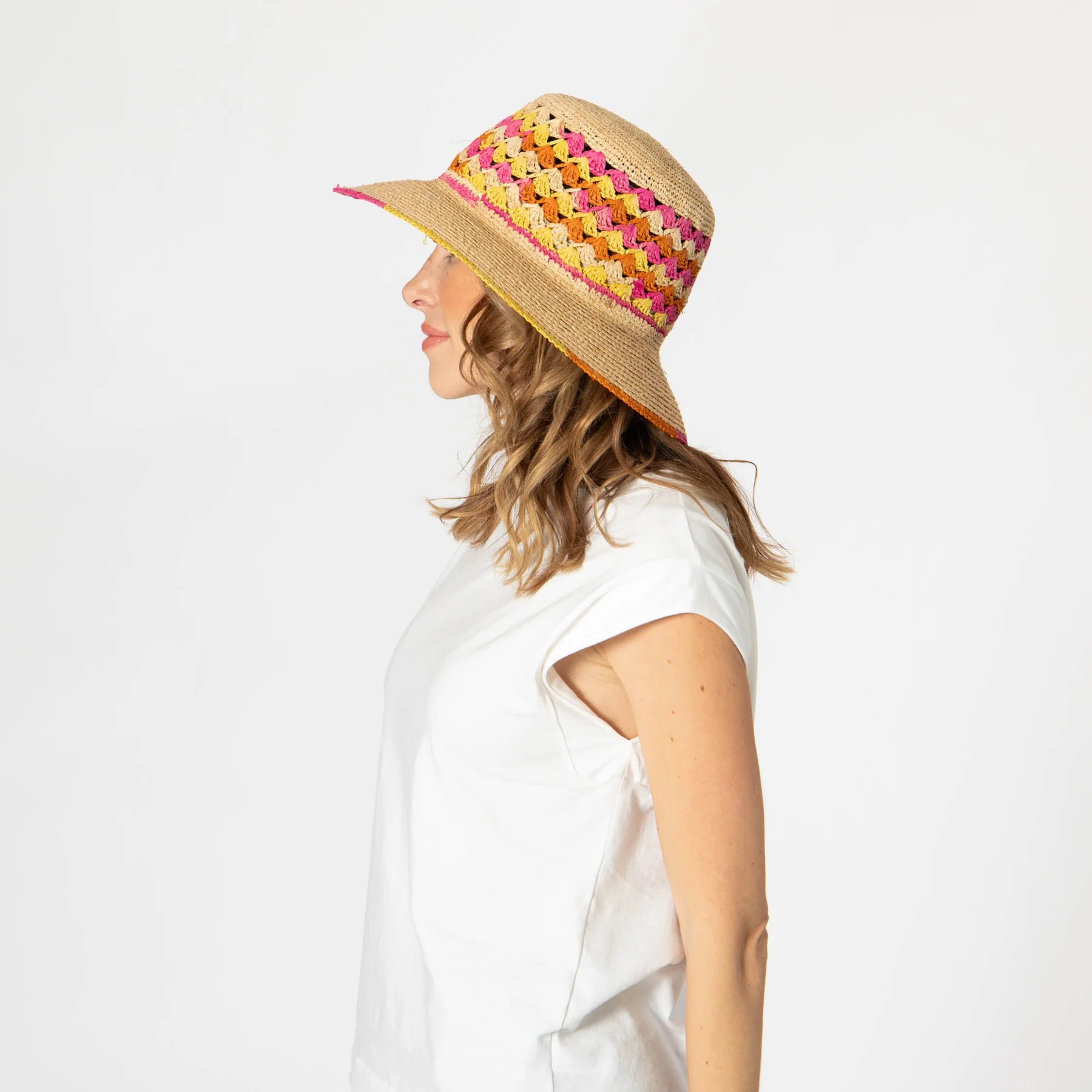 Crochet & Braided Raffia Bucket Hat