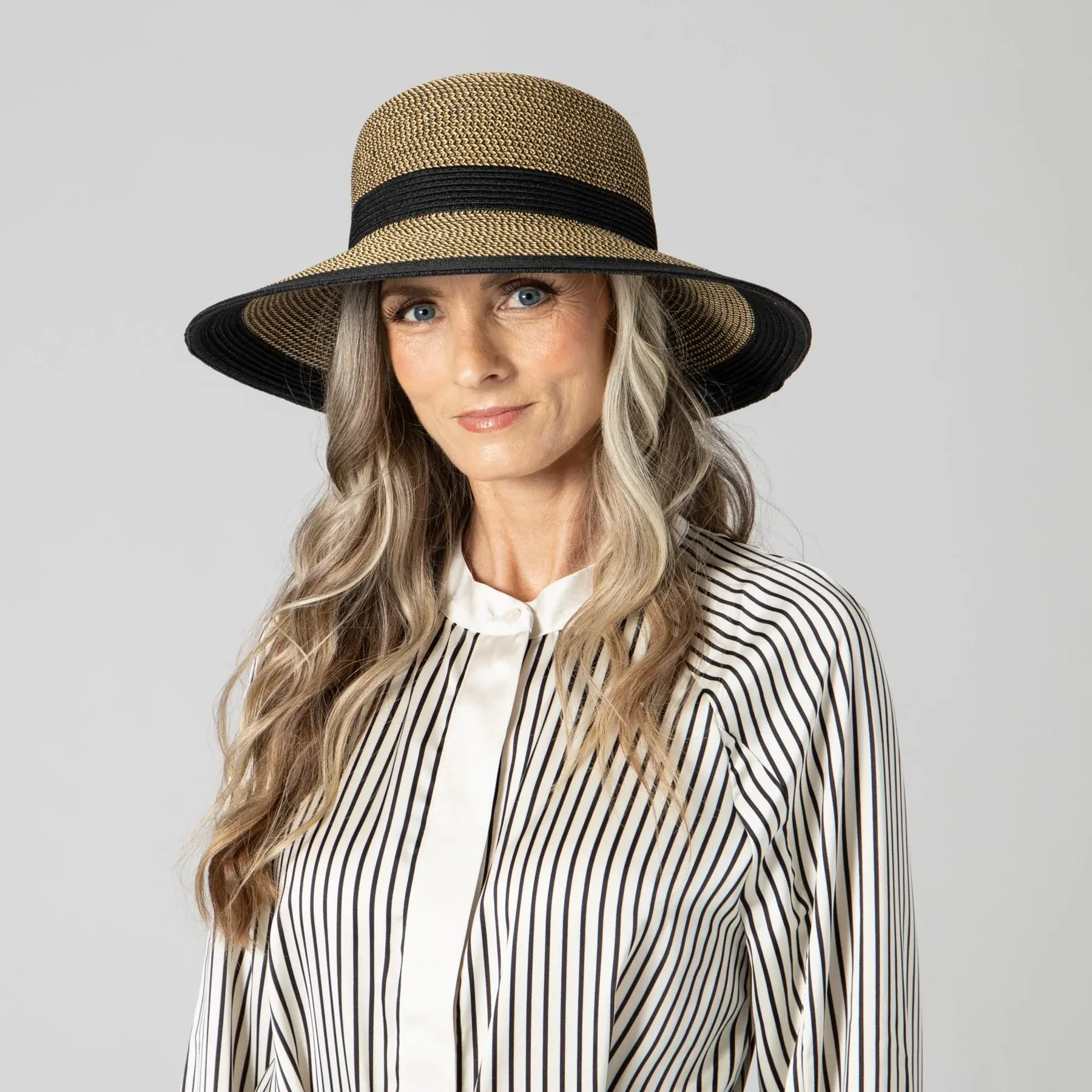 San Diego Hat Water Repellent Striped Hat Black