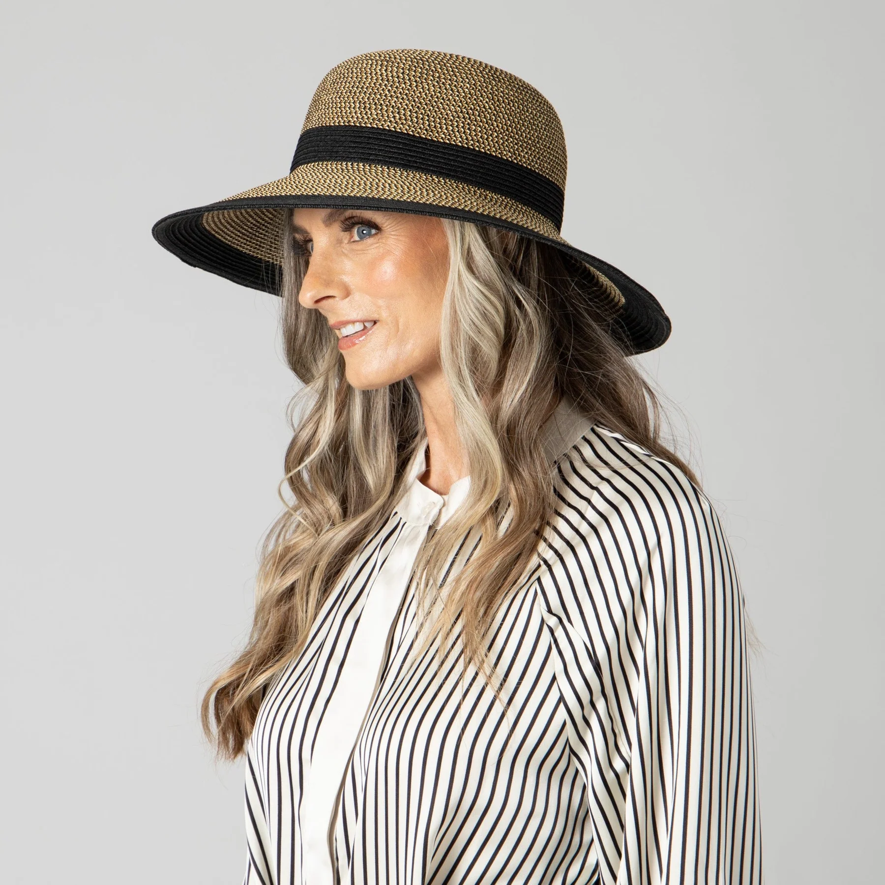 San Diego Hat Water Repellent Striped Hat Black
