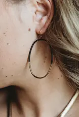 Leslie Curtis Raven Gold Black Hoop Earring