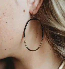 Leslie Curtis Raven Gold Black Hoop Earring