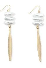 Leslie Curtis Birdie Pearl & Feather Earring