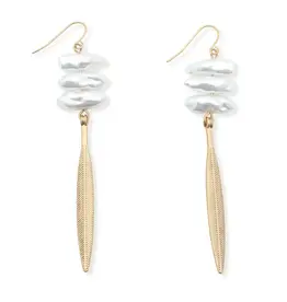 Leslie Curtis Birdie Pearl & Feather Earring