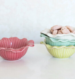 Debossed Stoneware Flower Bowl