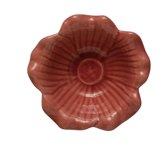 Debossed Stoneware Flower Bowl