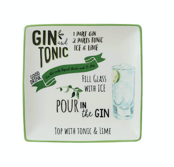Stoneware Plate w/ Cocktail Recipe