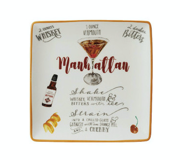 Stoneware Plate w/ Cocktail Recipe