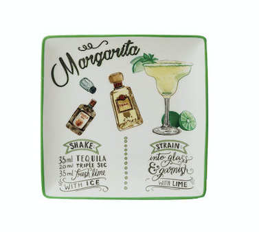 Stoneware Plate w/ Cocktail Recipe