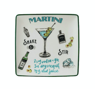 Stoneware Plate w/ Cocktail Recipe