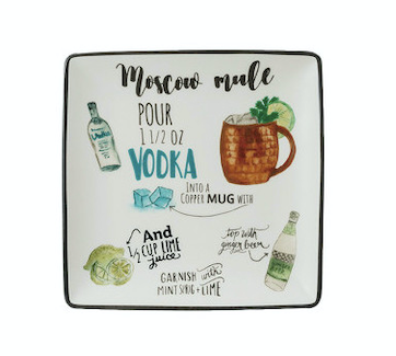 Stoneware Plate w/ Cocktail Recipe