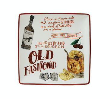 Stoneware Plate w/ Cocktail Recipe