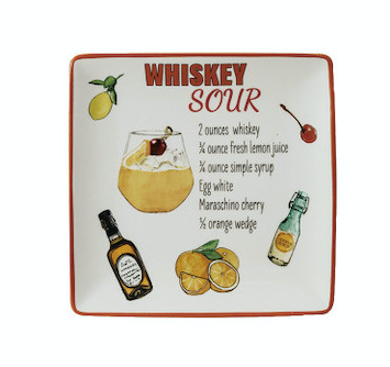 Stoneware Plate w/ Cocktail Recipe