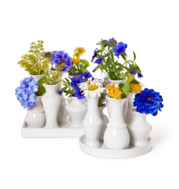 Two's Company Sextet White Glaze Multi Vase with 6 Sections