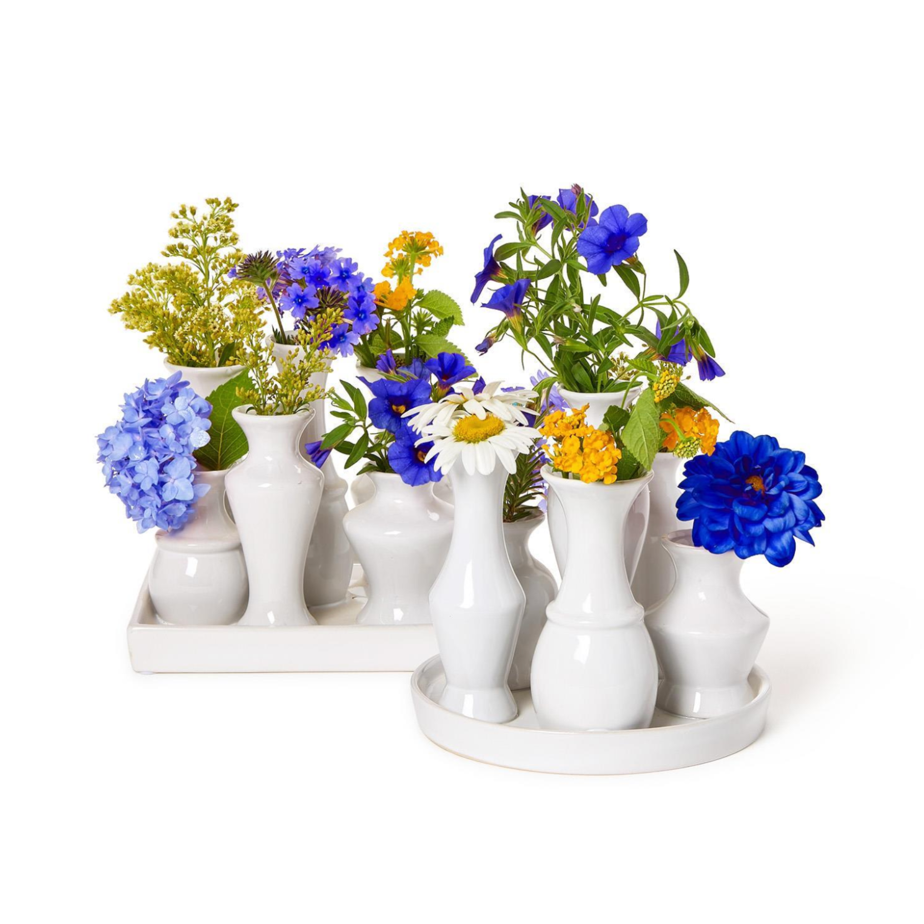 Two's Company Sextet White Glaze Multi Vase with 6 Sections