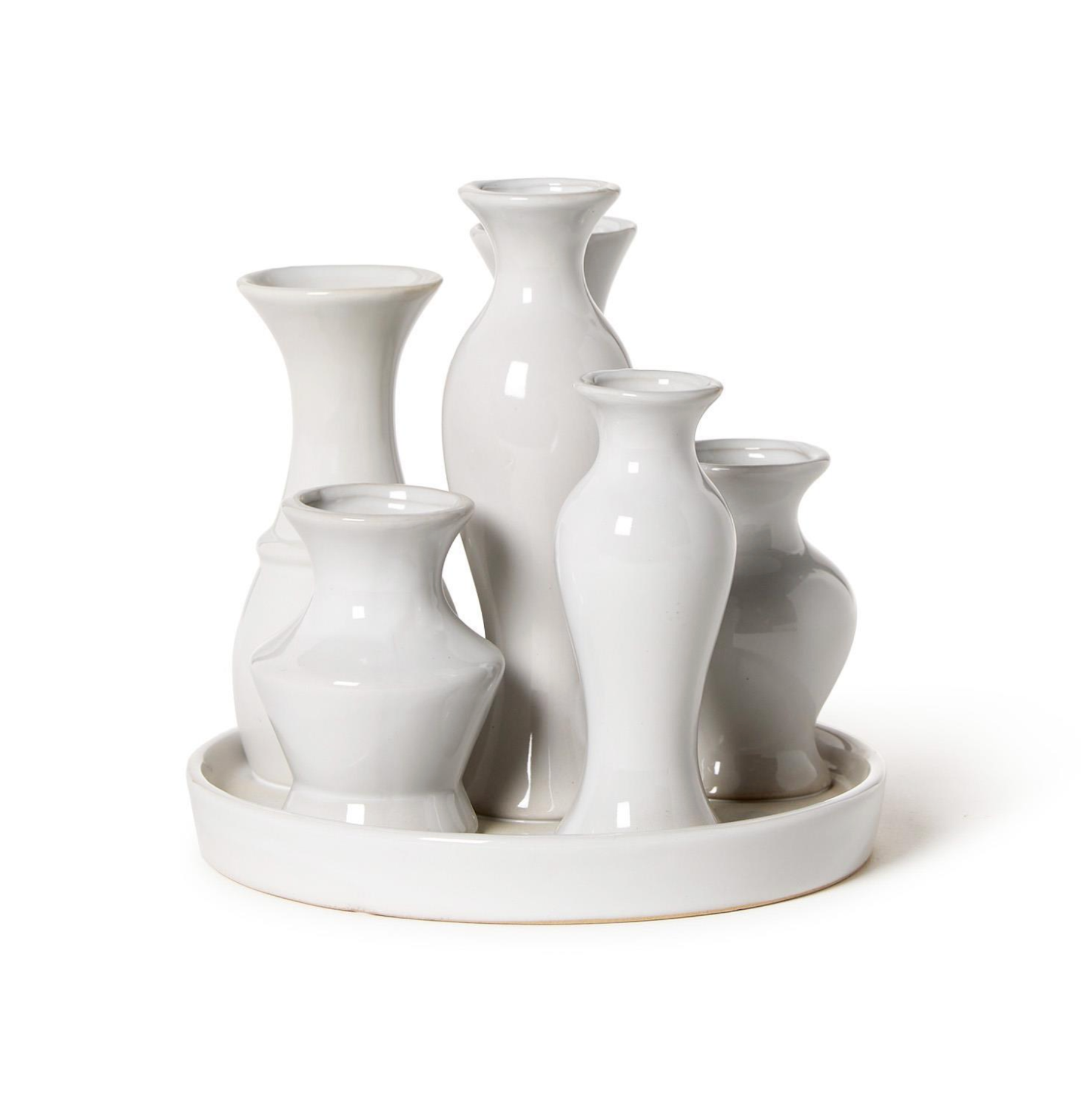 Two's Company Sextet White Glaze Multi Vase with 6 Sections