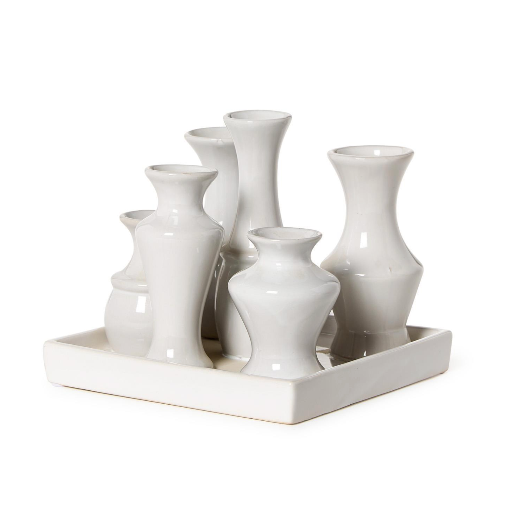 Two's Company Sextet White Glaze Multi Vase with 6 Sections