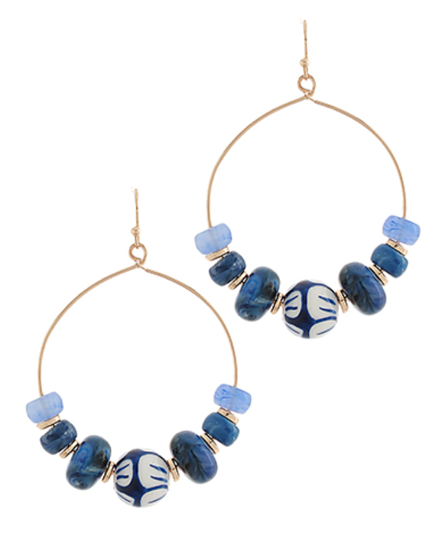 Resin & Ceramic Hoop Earring