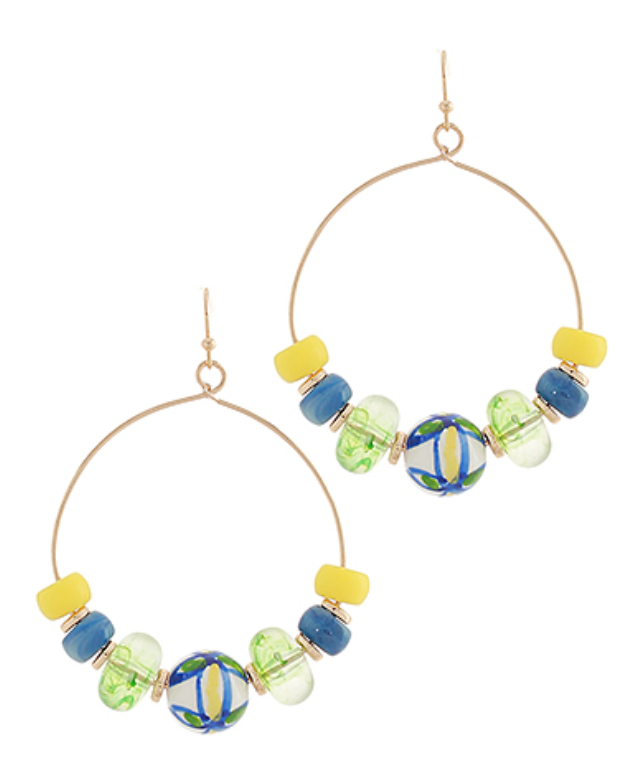 Resin & Ceramic Hoop Earring