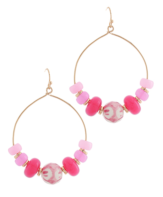 Resin & Ceramic Hoop Earring