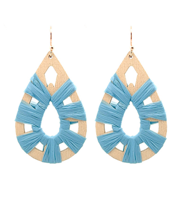Raffia & Wood Teardrop Earring