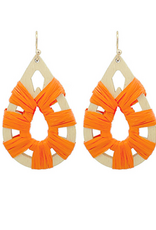 Raffia & Wood Teardrop Earring