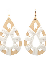 Raffia & Wood Teardrop Earring