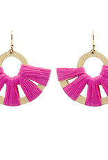Raffia & Wood Semicircle Earring