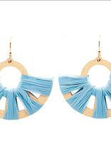 Raffia & Wood Semicircle Earring