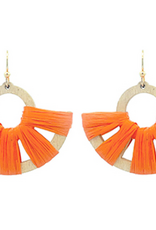 Raffia & Wood Semicircle Earring
