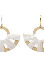 Raffia & Wood Semicircle Earring