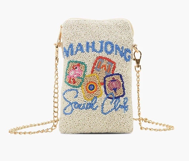 America & Beyond Mahjong Beaded Crossbody Bag
