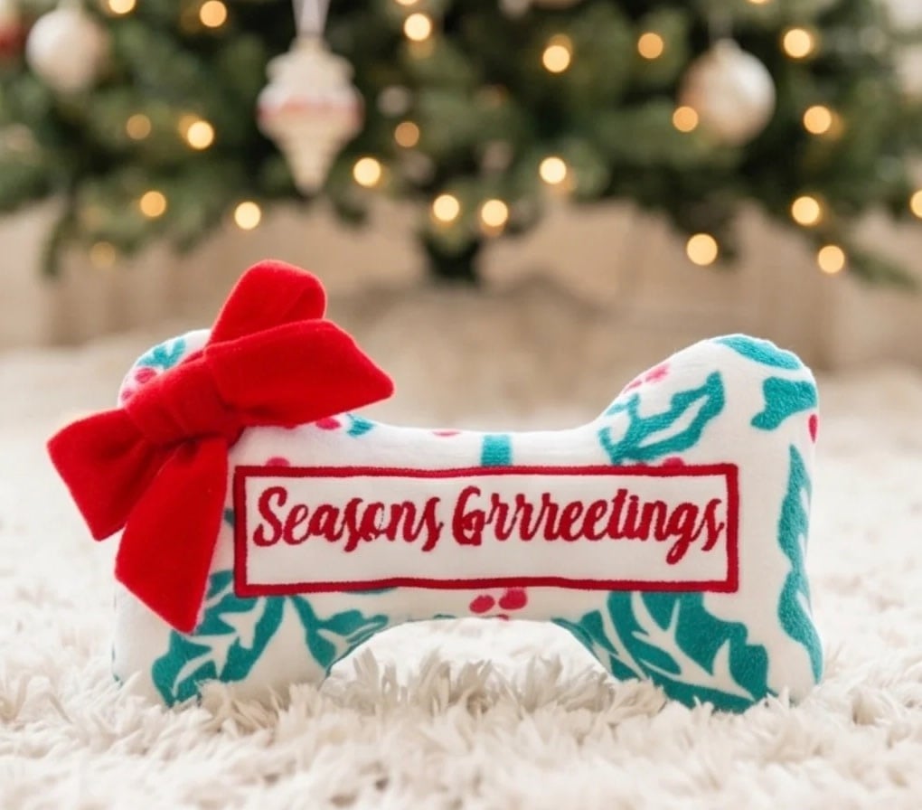 Haute Diggity Seasons Grrreetings Bone Dog Toy