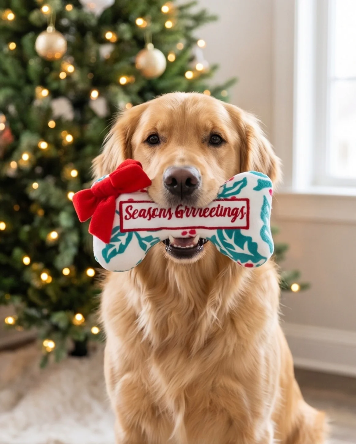 Haute Diggity Seasons Grrreetings Bone Dog Toy
