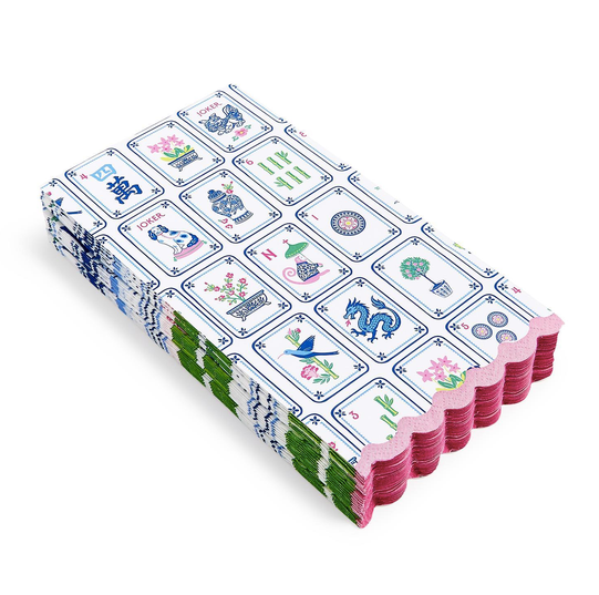 Two's Company Mahjong Tiles Scalloped Edge Napkins
