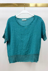 Milio Milano Mesh Sleeve Top Turquoise