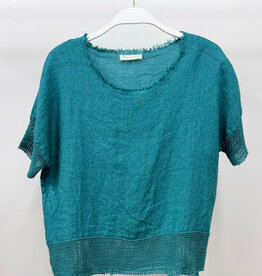 Milio Milano Mesh Sleeve Top Turquoise