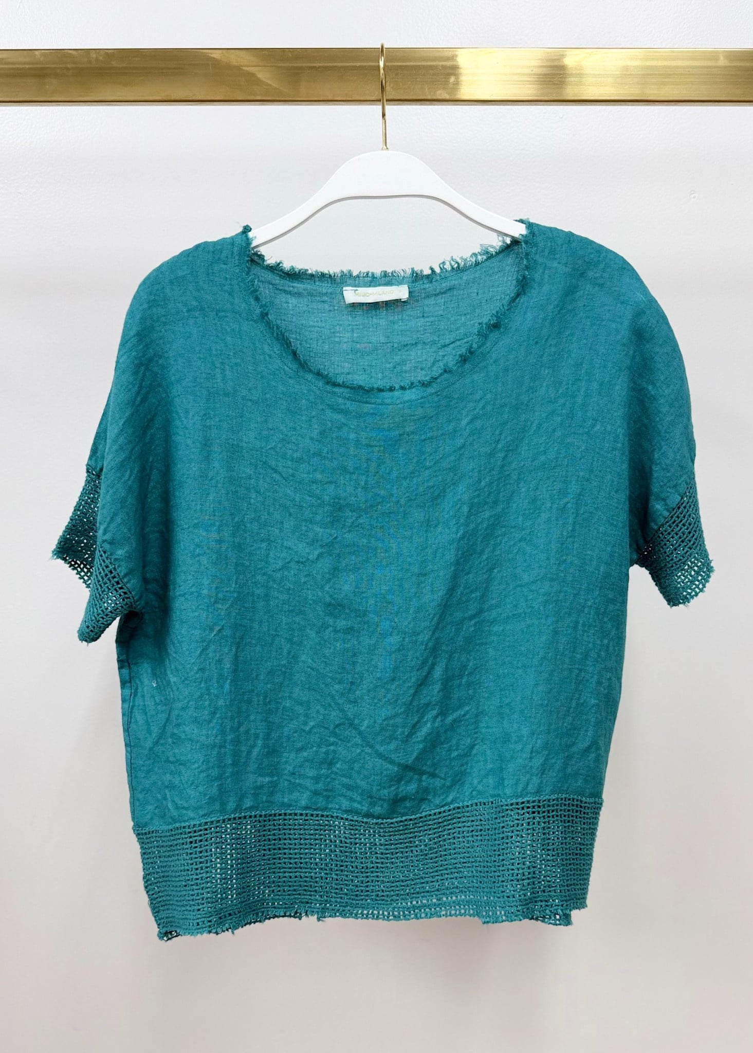 Milio Milano Milio Milano Mesh Sleeve Top Turquoise
