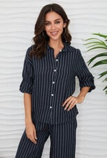 Milio Milano Milio Milano Stripe Linen Shirt Navy