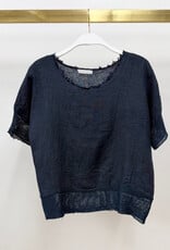 Milio Milano Milio Milano Mesh Sleeve Top Navy