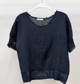 Milio Milano Milio Milano Mesh Sleeve Top Navy