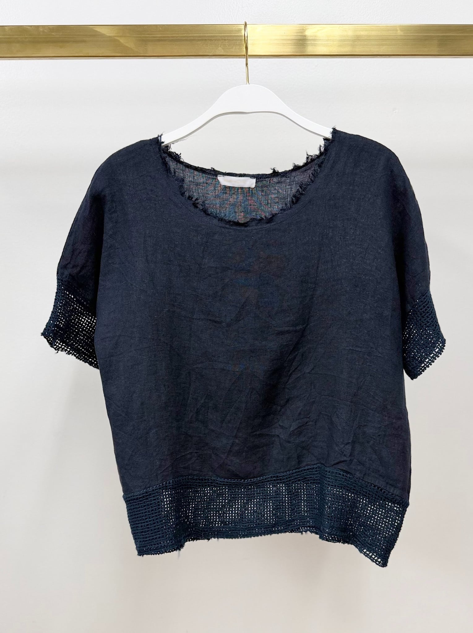 Milio Milano Milio Milano Mesh Sleeve Top Navy