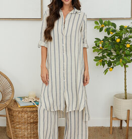 Milio Milano Stripe Tunic Dress Beige