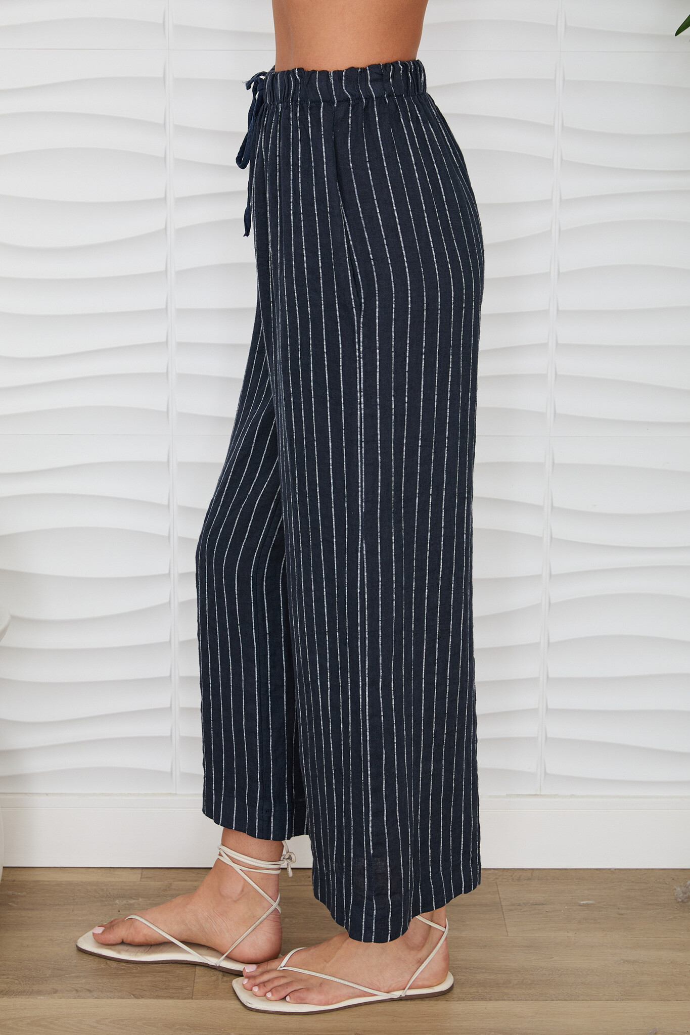Milio Milano Stripe Linen Pant Navy