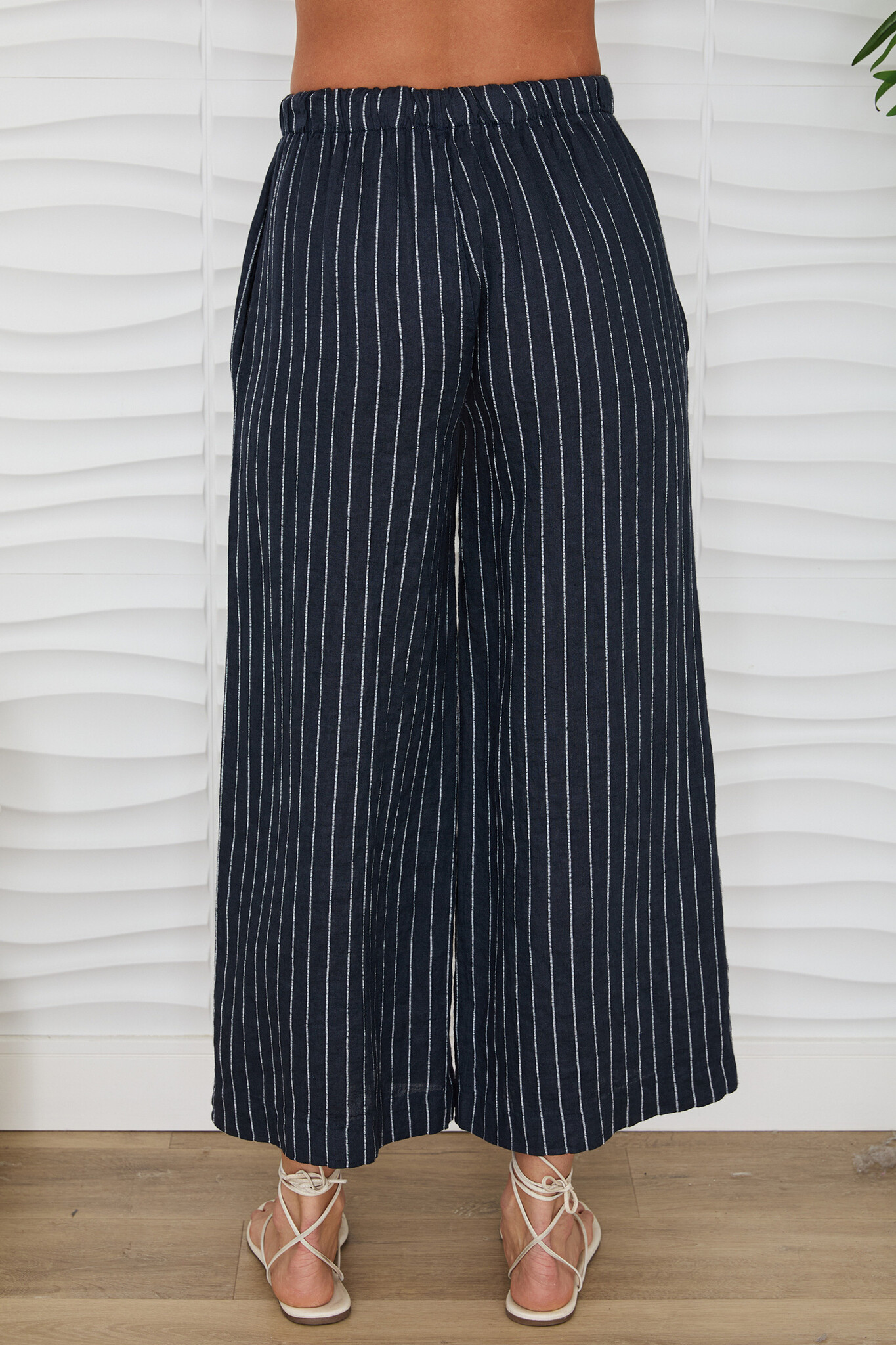 Milio Milano Stripe Linen Pant Navy