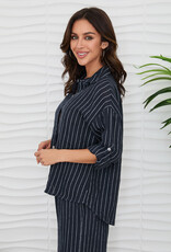 Milio Milano Stripe Linen Shirt Navy