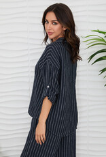 Milio Milano Stripe Linen Shirt Navy