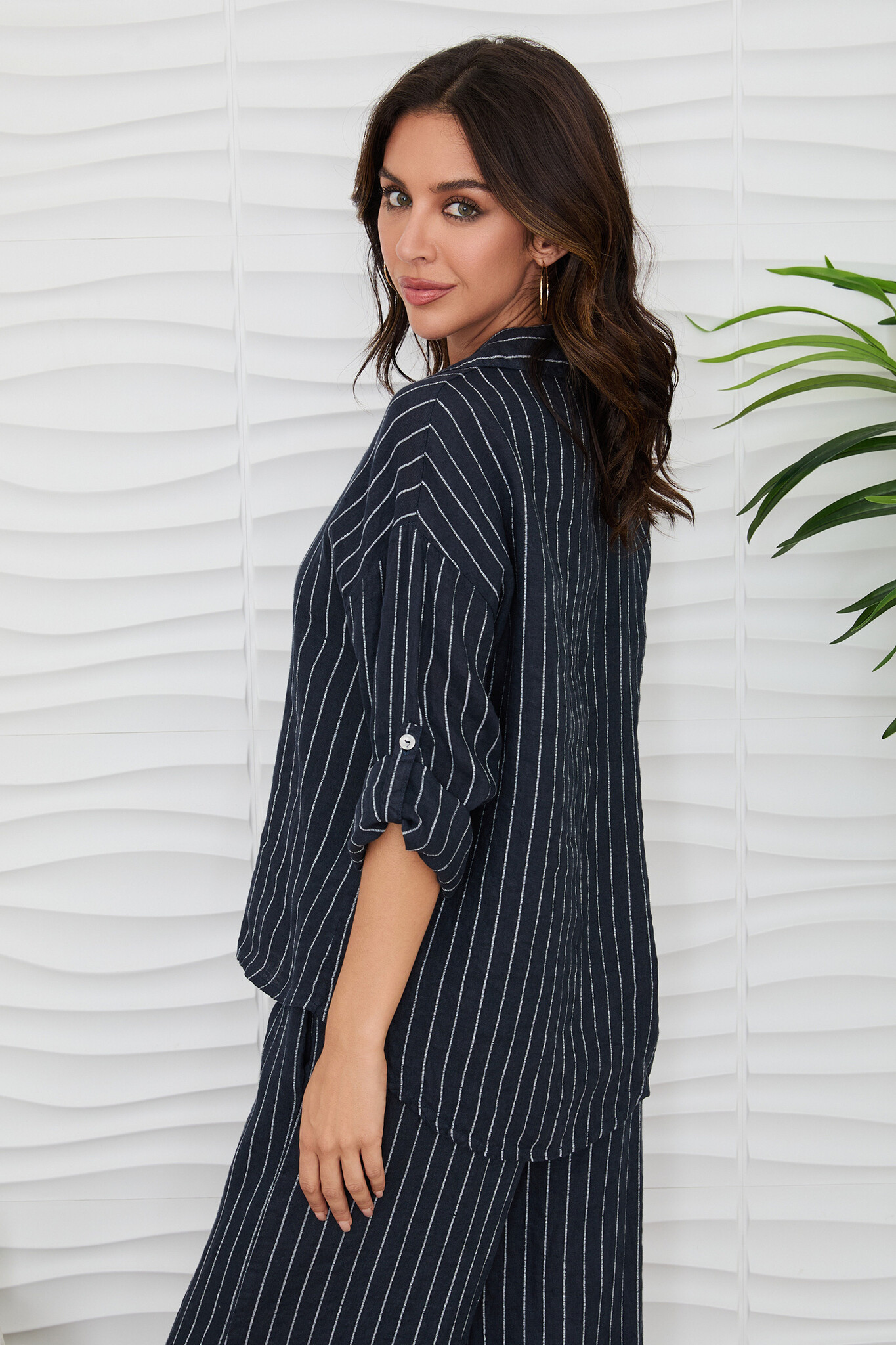 Milio Milano Stripe Linen Shirt Navy