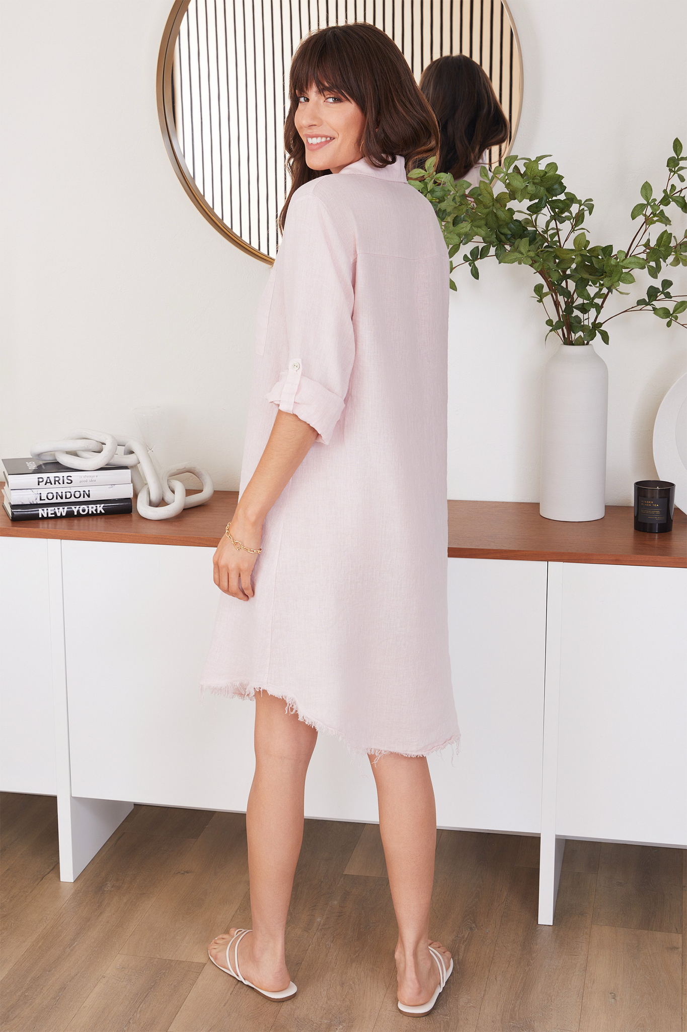 Milio Milano Linen Shirt Dress Blush